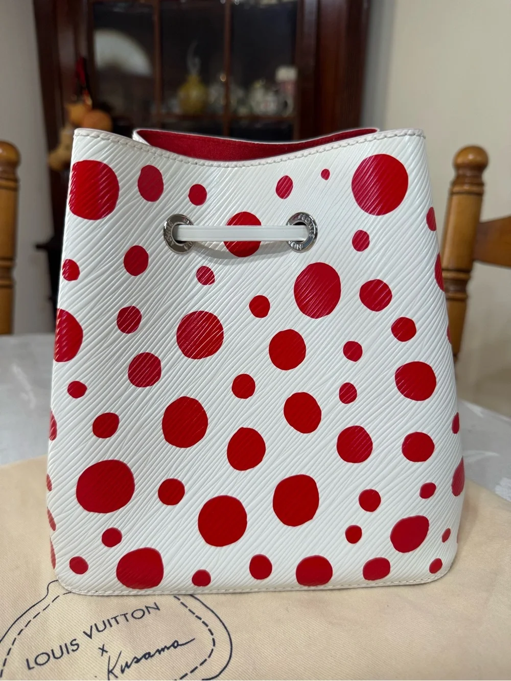 Louis Vuitton x Yayoi Kusama NeoNoe BB bag in White and Red Epi Leather